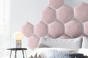 ETapik - Čalouněný panel Hexagon - Světlá růžová 2319