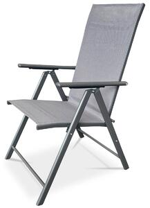 Židle zahradní Autronic AZC-S1116 GREY, nastavitelný sklon, šedý textilen, šedá kovová konstrukce