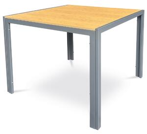 AUTRONIC Stůl zahradní 90x90x73, deska polywood v dekoru dubu, šedá kovová konstrukce