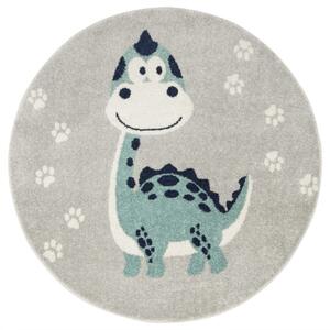 Dětský koberec EMILY KIDS 5860C Dinosaurus, tyrkysový / světle šedý