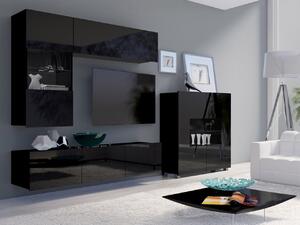 Obývací stěna Bralani III, Barva: černá / černá lesk, Osvětlení: bez osvětlení 5902928002607