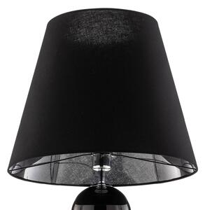 Textilní stojací lampa Fulda skleněný dekor, černá