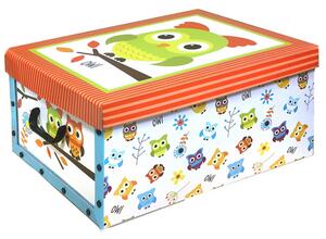 Box s víkem Owl 49 x 24 x 39 cm, oranžové víko
