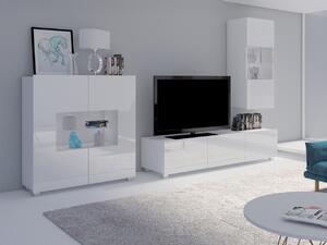 Obývací stěna Bralani VII, Barva: bílá / bílá lesk, Osvětlení: bez osvětlení 5902928037050