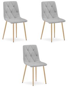 Set tří jídelních židlí LIBRA světle šedé / hnědé nohy (3 ks)