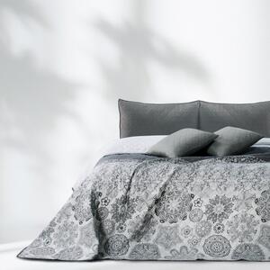 Bílošedý oboustranný přehoz z mikrovlákna DecoKing Alhambra, 260 x 240 cm
