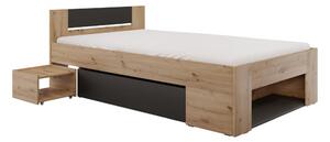 Jednolůžková postel 120 cm Uniforme (dub artisan + antracit) (s úl. prostorem)