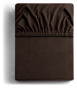 Tmavě hnědé napínací prostěradlo jersey 180x200 cm Amber – Restilo