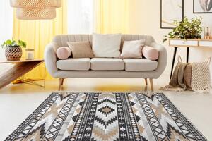Dywany Łuszczów Kusový koberec Cooper Sisal Aztec 22235 ecru/black – na ven i na doma - 160x220 cm