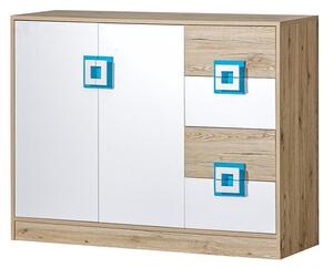 Komoda Niczi 120 NI08, Barva: dub světlý / bílá + tyrkysová 5902928238518