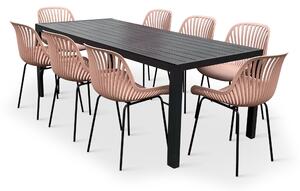 Moderní zahradní set - Viking XL + 8x židle GABY růžová