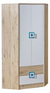 Skříň Niczi NI02, Barva: dub světlý / bílá + tyrkysová 5902928238150