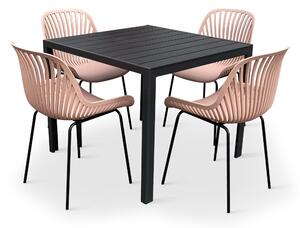 Zahradní jídelní set Viking M + 4x židle GABY růžová