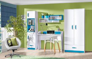 Nábytek Tofiko I, Barva: bílý / bílý + tyrkysový 5902928230161