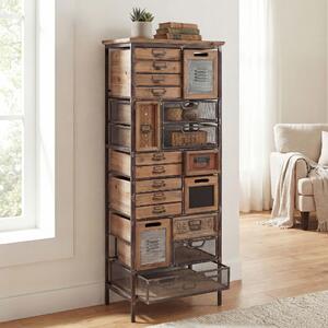 Lékárnická skíka HWC-A43, komoda, masivní jedlové dřevo vintage shabby vzhled 143x56x33cm