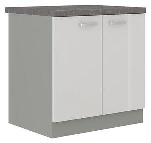 Dolní skříňka Multiline 80 D 2F BB, Barva: šedá / bílý lesk 5902928216639