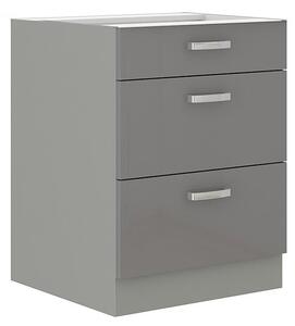 Dolní skříňka Multiline 60 D 3S BB, Barva: šedá / šedý lesk 5902928194838