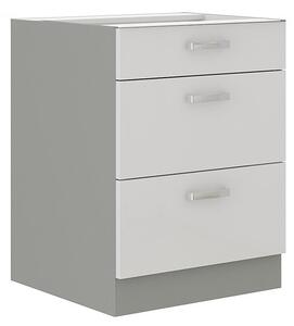 Dolní skříňka Multiline 60 D 3S BB, Barva: šedá / bílý lesk 5902928216585