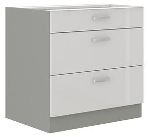 Dolní skříňka Multiline 80 D 3S BB, Barva: šedá / bílý lesk 5902928216646