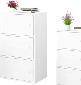 Moderní prostorná komoda se 3 policemi skíka velká bílá skandinávský loft styl retro
