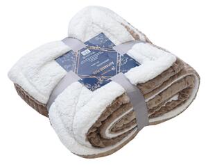 Luxusní světle hnědá beránková deka z mikroplyše s kostkami, 150x200 cm
