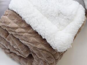 Luxusní světle hnědá beránková deka z mikroplyše s kostkami, 150x200 cm
