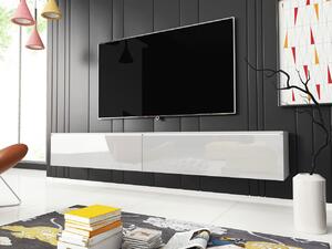 TV stolek Dlone 180, Barva: bílá / bílý lesk, Osvětlení: osvětlení LED - bílé 5902928361544