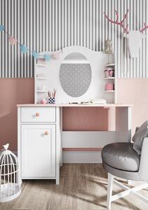 Toaletní stolek Luna LN03 + nástavec Luna LN06, Barva: bílá / bílá + růžová 5902928146288