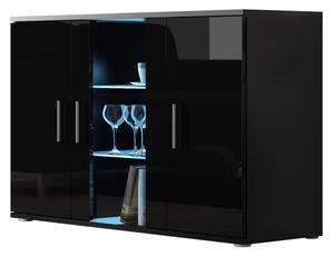 Vitrína Boho B7, Osvětlení: bez osvětlení, Barva: černý / černý lesk 5902928104950