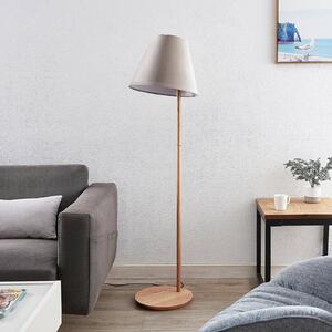 Lucande Jinda stojací lampa, dřevo, samet, šedá
