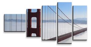 Sablio Obraz - 5-dílný Golden Gate v mlze - 100x60 cm