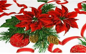 Vánočný běhoun na stůl Vánoční růže na bílém 50x150 cm Made in Italy Rudá 50x150 cm