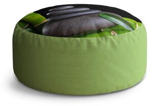 Sablio Taburet Circle Bambus a kameny: 38x48 cm
