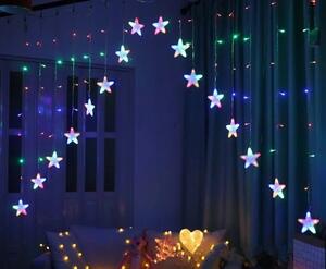 Světelný závěs hvězdy 136 LED - barevný