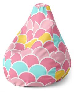 Sablio Sedací vak Pear Barevné šupiny - 70 x 95 x 15 cm