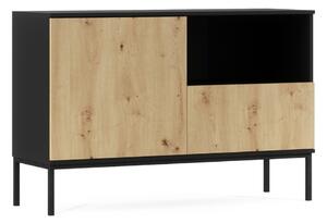 Komoda LANZZI 120x40 cm, černá/dub