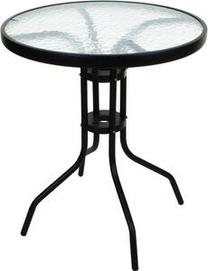 Kulatý zahradní stůl se skleněnou deskou ISLAND 60 cm, černý