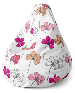 Sablio Sedací vak Pear Růžové kvítí - 70 x 95 x 15 cm