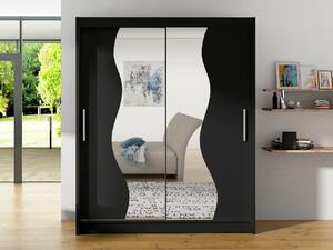 Šatní skříň Presto S, Barva: černá / zrcadlo, Osvětlení: bez osvětlení 5902928944976