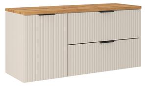 Comad Závěsná skříňka pod umyvadlo Adele Cashmere s deskou a košem na prádlo 120 cm kašmírová/dub wotan