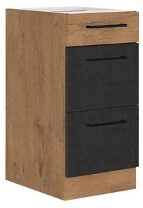 Spodní kuchyňská skříňka se zásuvkami Woodline 40 D 3S BB, Barva: Dub lancelot / matera 5902928847703