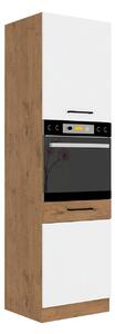 Vysoká kuchyňská skříňka pod troubu Woodline 60 DP-210 2F, Barva: Dub lancelot / bíly lesk 5902928821239