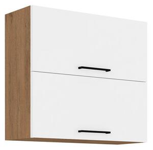 Dvoudvěrová horní uzavřená skříňka Woodline 80 GU-72 2F, Barva: Dub lancelot / bíly lesk 5902928815955