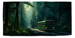 Sablio Ručník Zelený autobus v lese - 30x50 cm