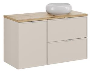 Comad Závěsná skříňka Bella Cashmere Wiki s deskou a umyvadlem 100 cm kašmír/dub artisan