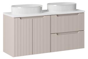 Comad Závěsná skříňka Nova Cashmere Beyond s deskou a umyvadly 120 cm kašmírová