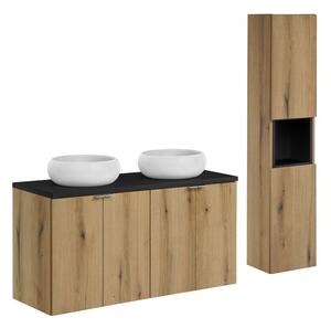 Comad Koupelnová sestava Nova Oak s umyvadly a skříňkami 120 cm dub evoke/černá