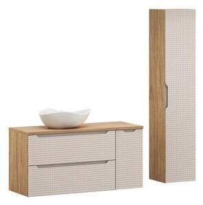 Comad Koupelnová sestava Luxor Beige Cloud se skříňkami a umyvadlem 120 cm dub olejovaný/béžová