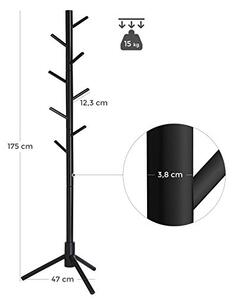 Dřevěný stojanový věšák s nastavitelnou výškou, černý