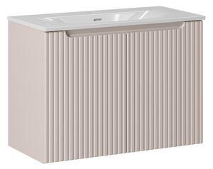 Comad Závěsná skříňka Nova Cashmere Sky3 se zápustným umyvadlem 80 cm kašmírová/bílá